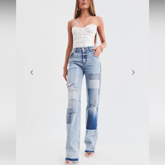 NWT SER.O.YA Heidi Straight Leg Patch Jean 29x35 in Coastline - Picture 4 of 15